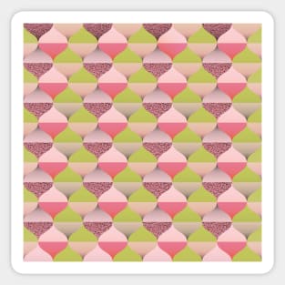 60s Retro vibes, pink and lime green pattern Sticker